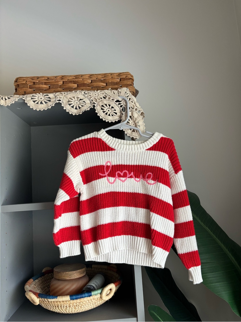 cat & jack love embroidered striped sweater